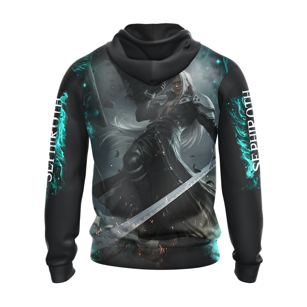 Final Fantasy VII Remake Sephiroth Unisex 3D T-shirt Zip Hoodie   