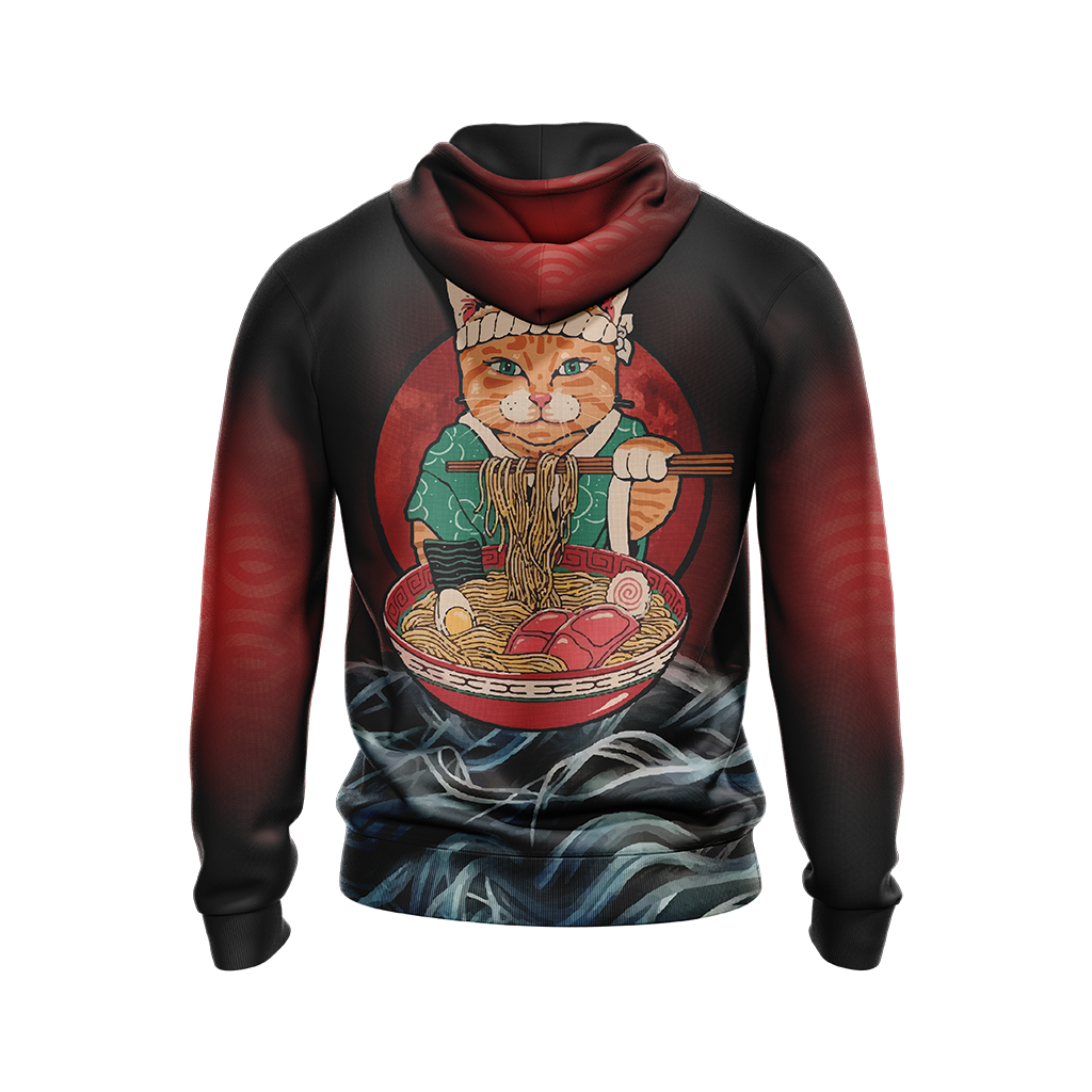 Vintage Cat and Ramen Japanese Style Unisex 3D T-shirt   