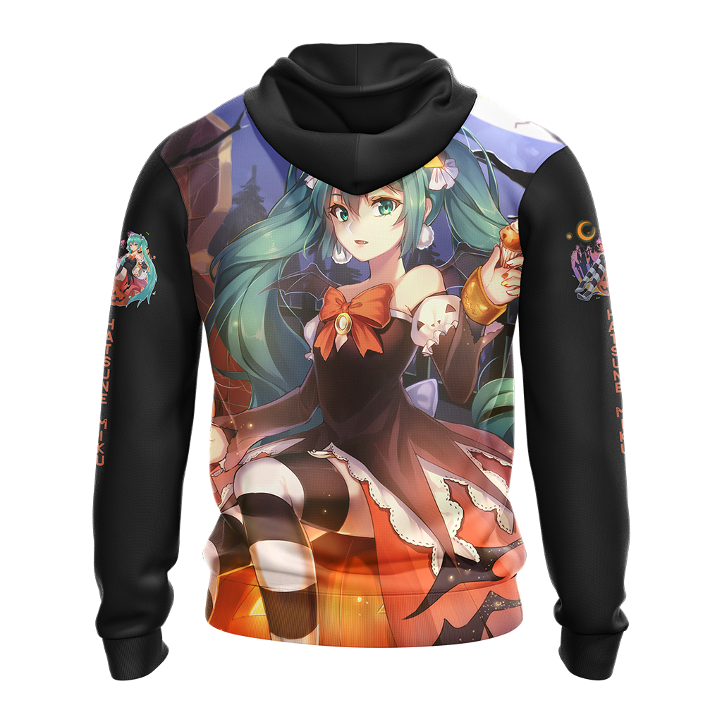 Hatsune Miku Halloween All Over Print T-shirt Zip Hoodie Pullover Hoodie   