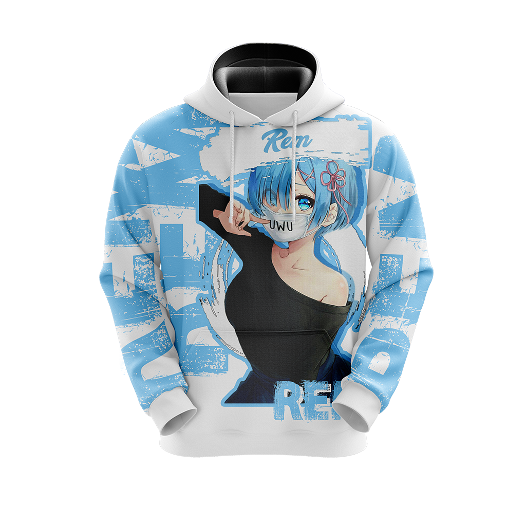 Rem Re:Zero All Over Print T-shirt Zip Hoodie Pullover Hoodie   
