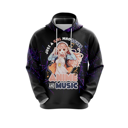 Just a girl who loves anime and music T-shirt Zip Hoodie Pullover Hoodie   
