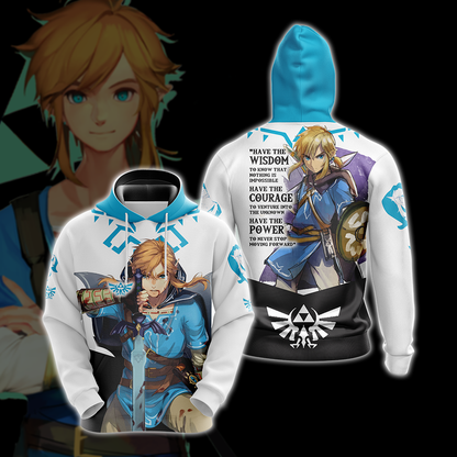 The Legend Of Zelda Link WISDOM COURAGE POWER  Unisex 3D T-shirt Zip Hoodie Pullover Hoodie Hoodie S 