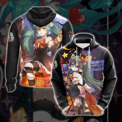 Hatsune Miku Halloween All Over Print T-shirt Zip Hoodie Pullover Hoodie Hoodie S 