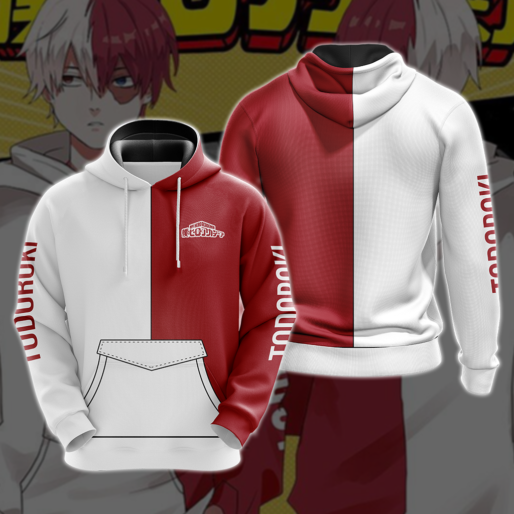 My hero Academia Shouto 3D T-shirt Zip Hoodie Pullover Hoodie Hoodie S 
