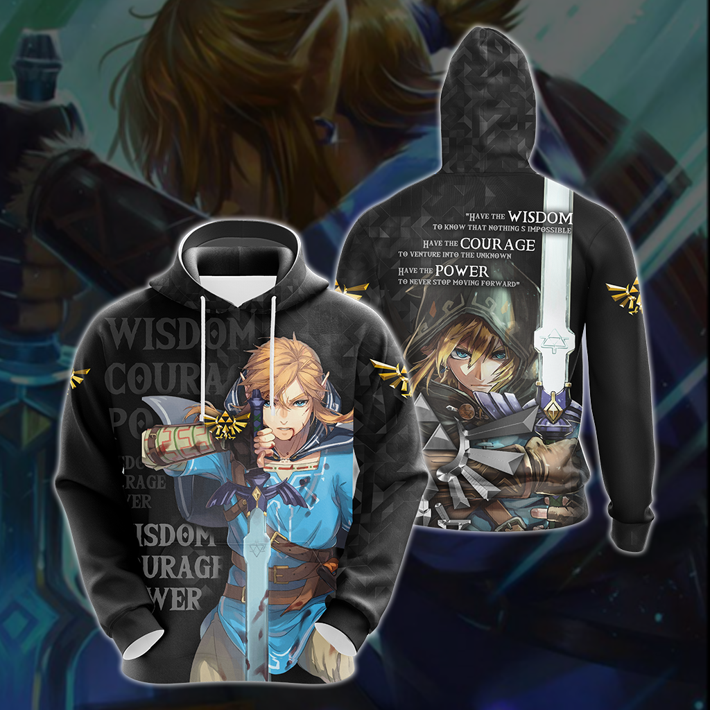 The Legend Of Zelda Link WISDOM COURAGE POWER  Unisex 3D T-shirt Zip Hoodie Pullover Hoodie Hoodie S 