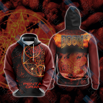 Doom 3 - Pentagram Unisex 3D T-shirt Hoodie S 