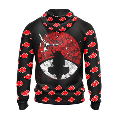 Akatsuki Itachi Naruto All Over Print T-shirt Zip Hoodie Pullover Hoodie   