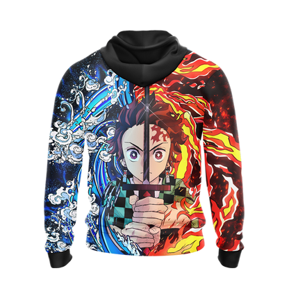 Tanjiro Sun and Water Breathing Techniques Demon Slayer All Over Print T-shirt Zip Hoodie Pullover Hoodie   