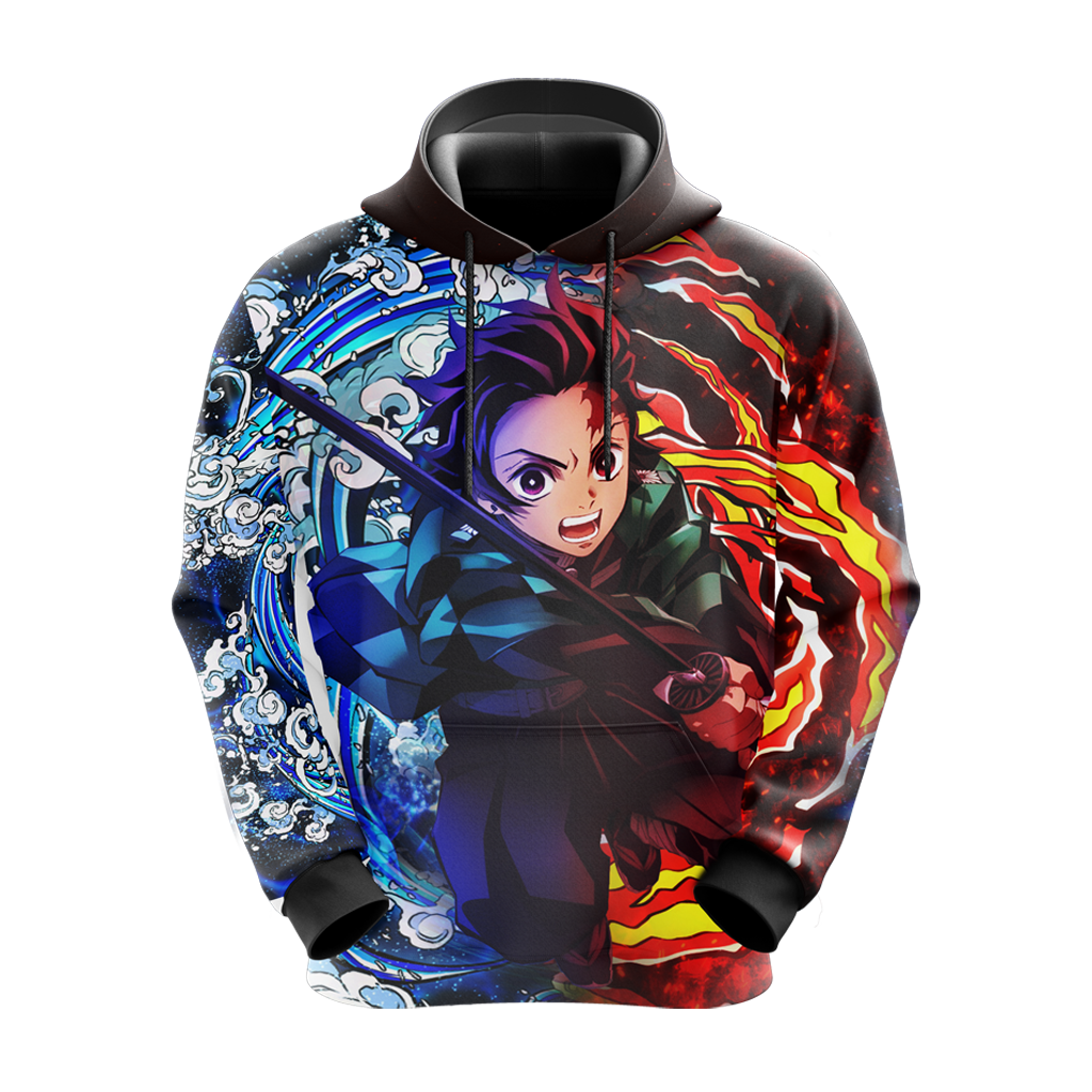 Tanjiro Sun and Water Breathing Techniques Demon Slayer All Over Print T-shirt Zip Hoodie Pullover Hoodie   