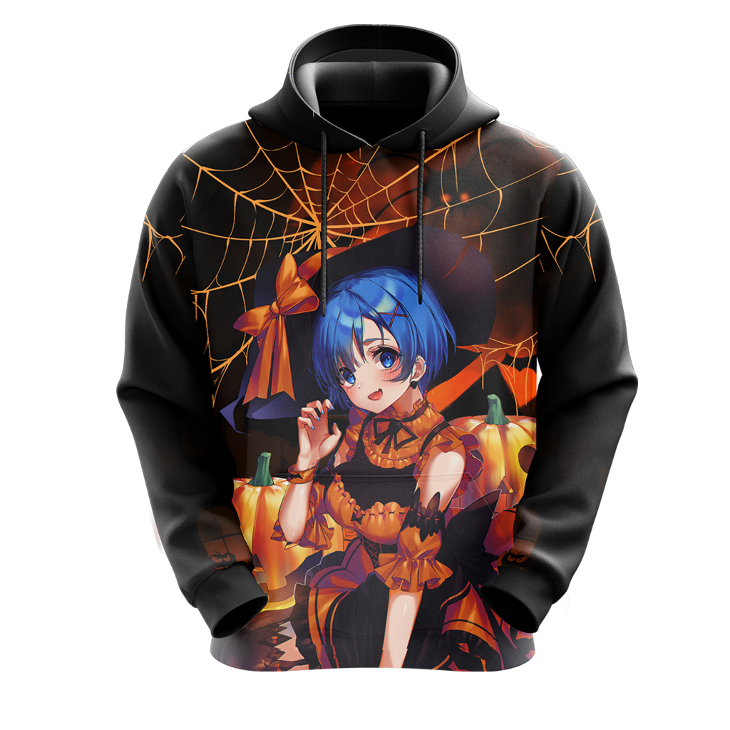 Rem Re:Zero Halloween All Over Print T-shirt Zip Hoodie Pullover Hoodie   