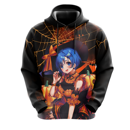 Rem Re:Zero Halloween All Over Print T-shirt Zip Hoodie Pullover Hoodie   