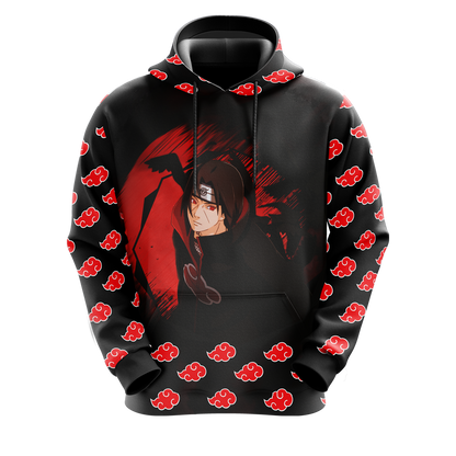 Akatsuki Itachi Naruto All Over Print T-shirt Zip Hoodie Pullover Hoodie   