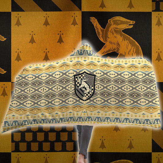 The Just Hufflepuff Harry Potter 3D Hooded Blanket Adult 80"x60"  