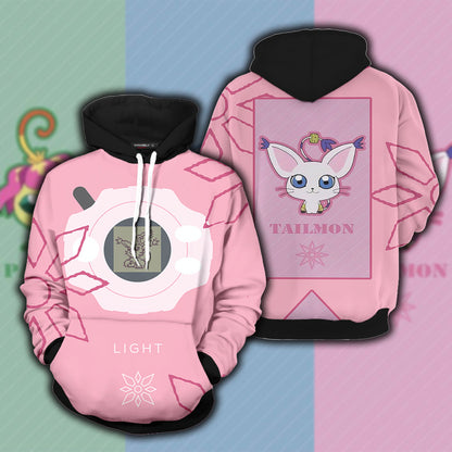 Digimon Tailmon The Crest Of Light Unisex 3D T-shirt Hoodie S 