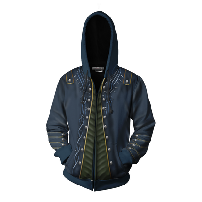Devil May Cry Vergil Cosplay Zip Up Hoodie Jacket   