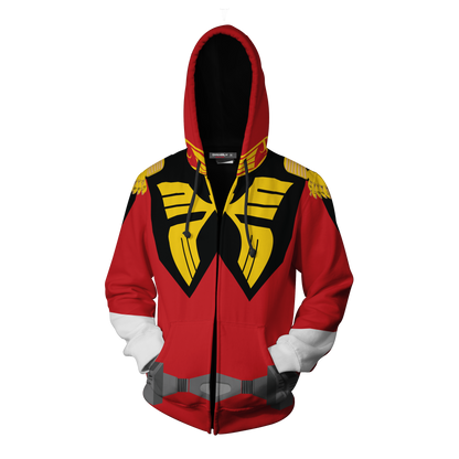 Char Aznable Cosplay Gundam Zip Up Hoodie Jacket   