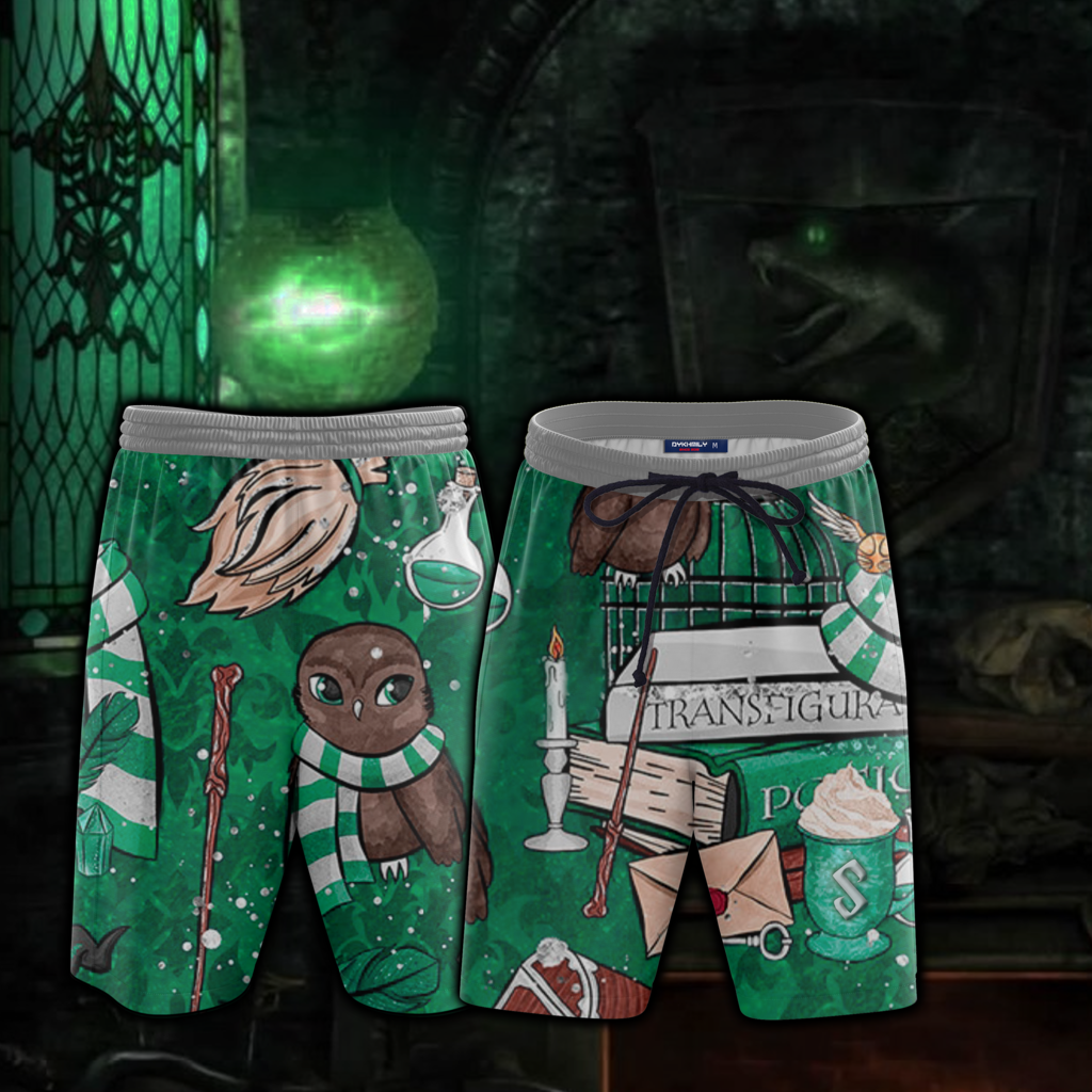Hogwarts Slytherin House Pattern Harry Potter Beach Short S  