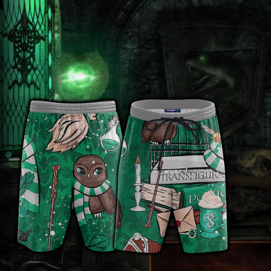Hogwarts Slytherin House Pattern Harry Potter Beach Short S  