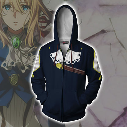 Violet Evergarden Cosplay Zip Up Hoodie Jacket   