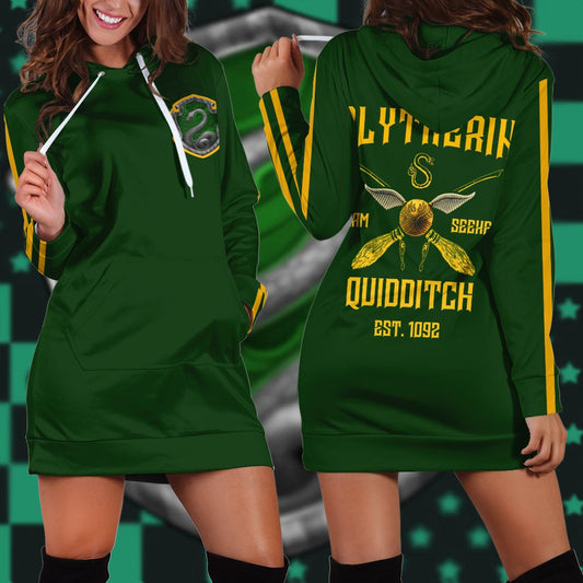 Slytherin Quidditch Team Est 1092 Harry Potter 3D Hoodie Dress XS  