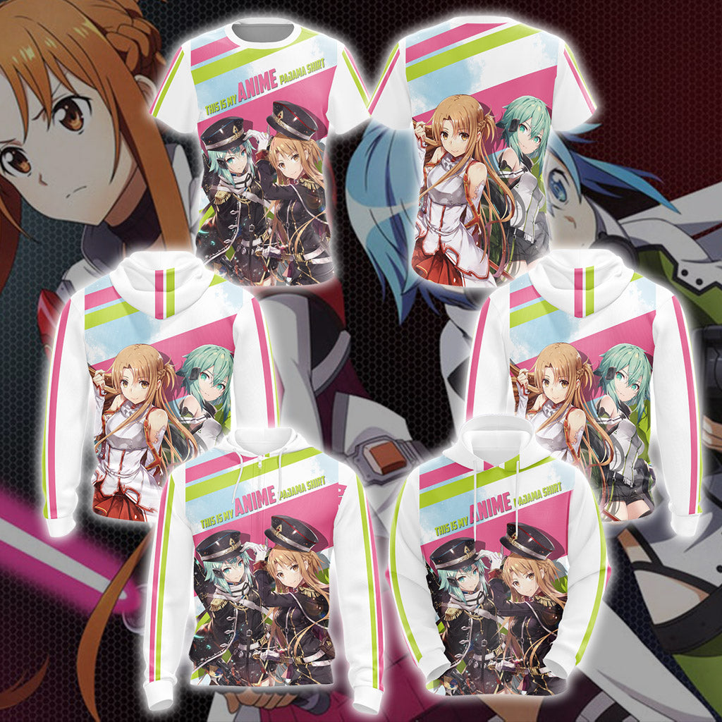 This is my anime pajama shirt Asuna Sinon T-shirt Zip Hoodie Pullover Hoodie   