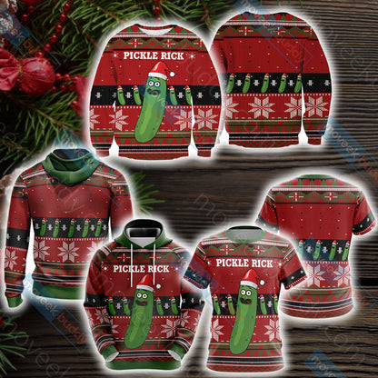 Pickle Rick X-mas Unisex 3D T-shirt   