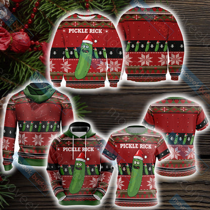 Pickle Rick X-mas Unisex 3D T-shirt   
