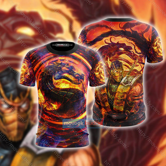 Mortal Kombat Scorpion Cosplay Unisex 3D T-shirt T-shirt S