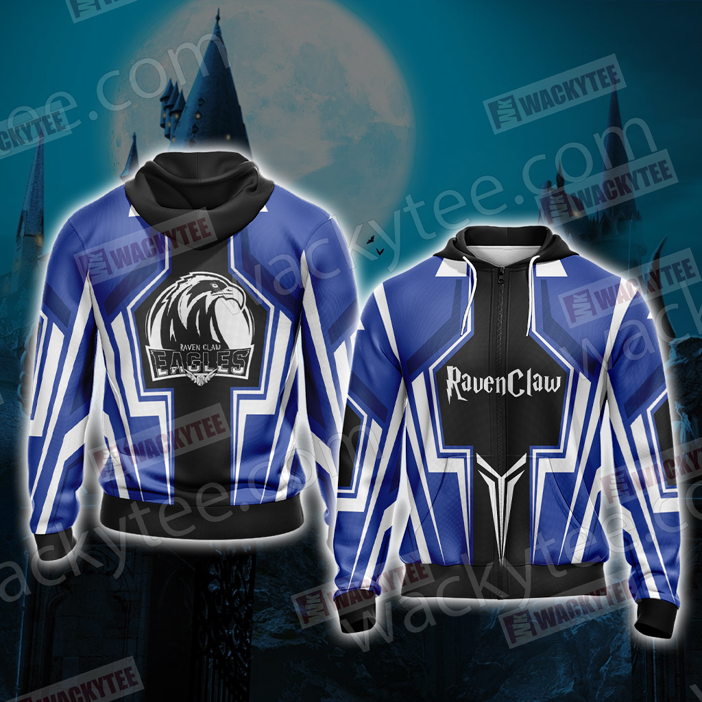 Harry Potter Hogwarts Castle - Ravenclaw House Wacky Style New Collection Unisex 3D T-shirt Zip Hoodie S 