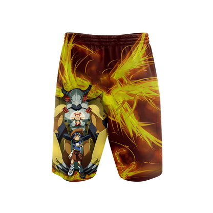 Digimon Greymon And Yagami Taichi 3D Beach Shorts   