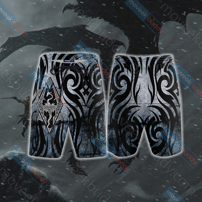 The Elder Scrolls: Skyrim Symbol Unisex 3D Beach Shorts S  