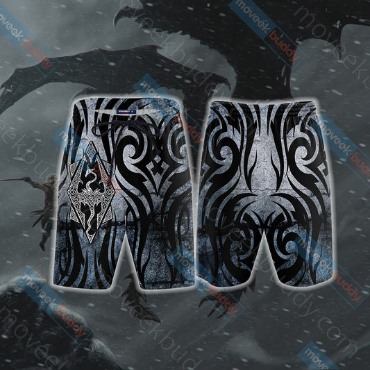 The Elder Scrolls: Skyrim Symbol Unisex 3D Beach Shorts S  