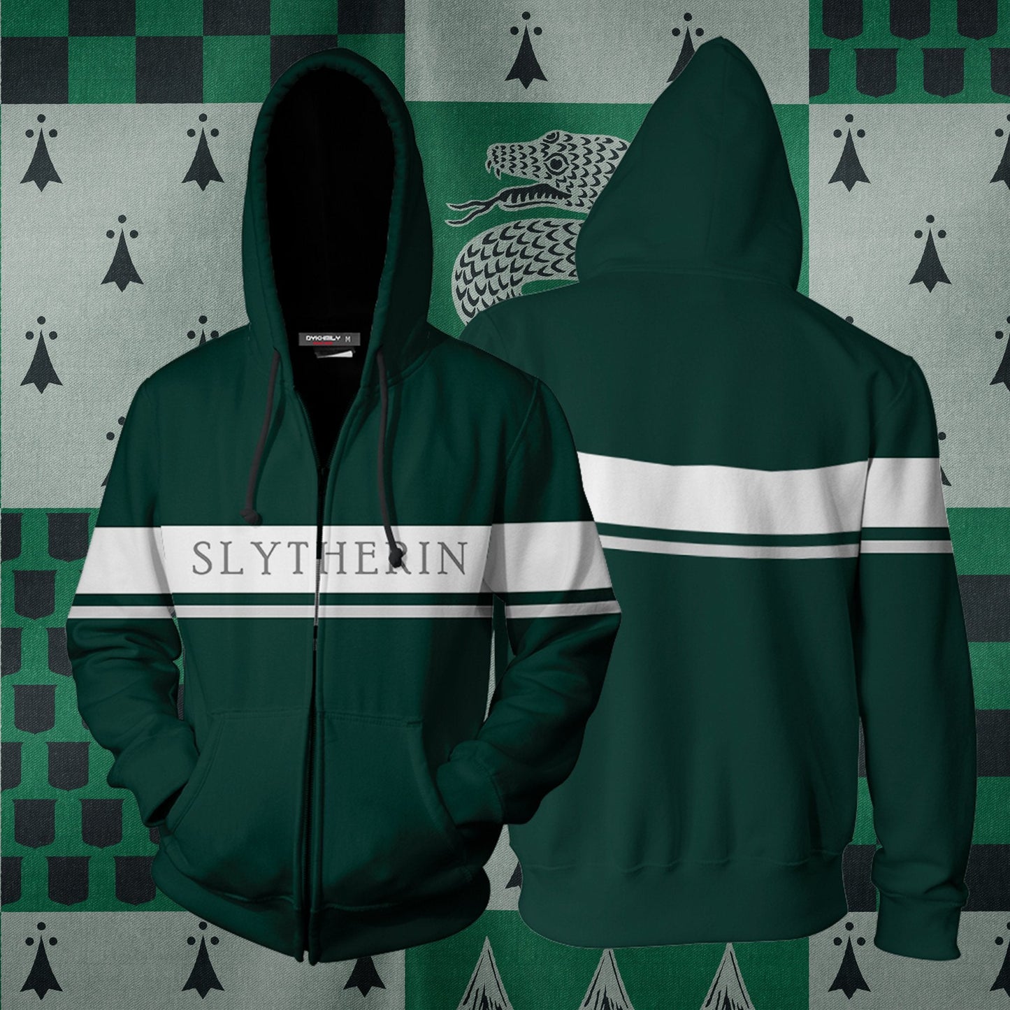 Hogwarts House Slytherin Harry Potter Unisex 3D T-shirt Zip Hoodie S