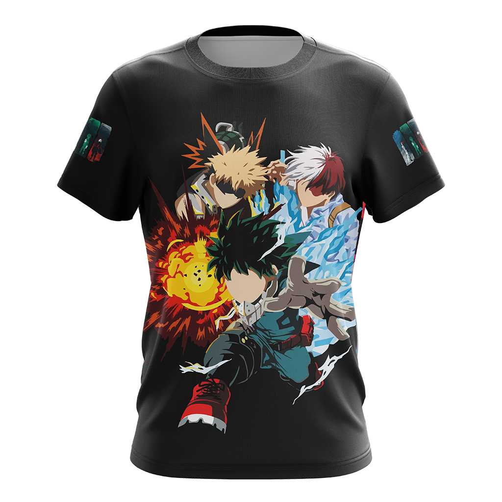 Boku No Hero Acamedia - Midoriya Izuku + Bakugo Katsuki +Todoroki Shouto  Unisex 3D T-shirt   