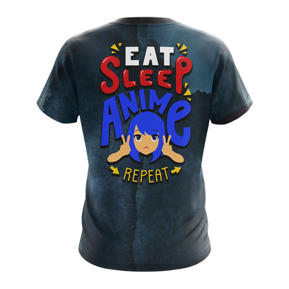 Eat Sleep Anime Repeat Unisex 3D T-shirt   