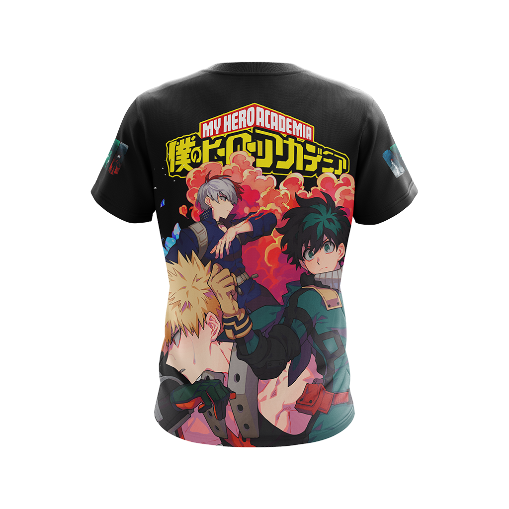 Boku No Hero Acamedia - Midoriya Izuku + Bakugo Katsuki +Todoroki Shouto  Unisex 3D T-shirt   