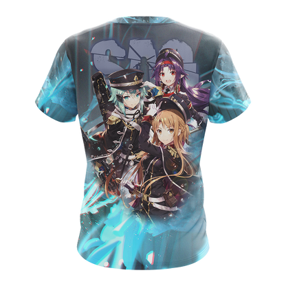 Asuna Sinon Yuuki Military Sword Art Online All Over Print T-shirt Zip Hoodie Pullover Hoodie   