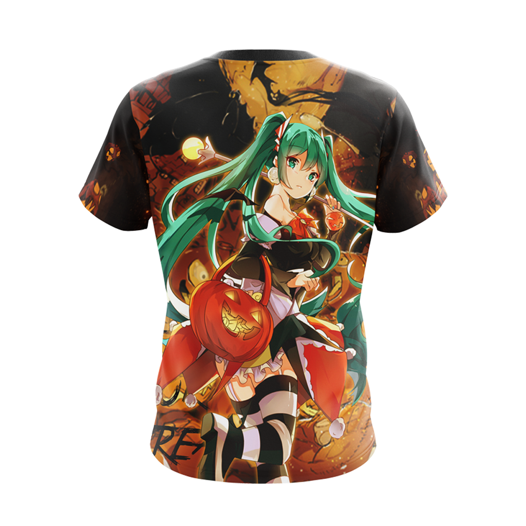 Hatsune Miku Halloween All Over Print T-shirt Zip Hoodie Pullover Hoodie   