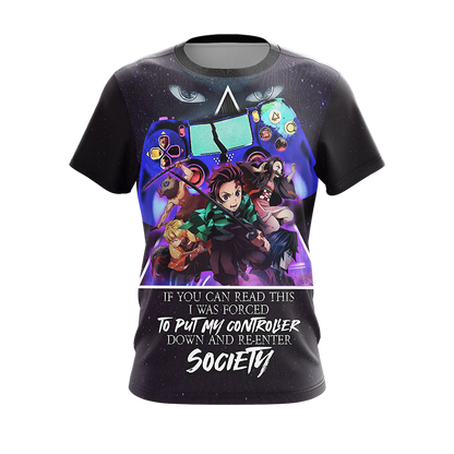 If You Can Read This I Was Forced To Put My Controller Down And Re-Enter Society Demon Slayer Unisex 3D T-shirt Zip Hoodie Pullover Hoodie   