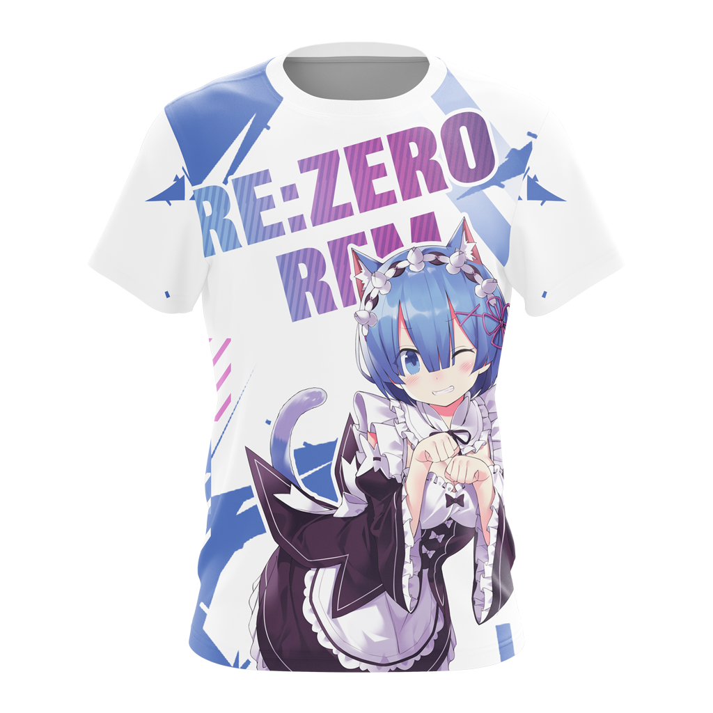 Rem Re:Zero All Over Print T-shirt Zip Hoodie Pullover Hoodie   