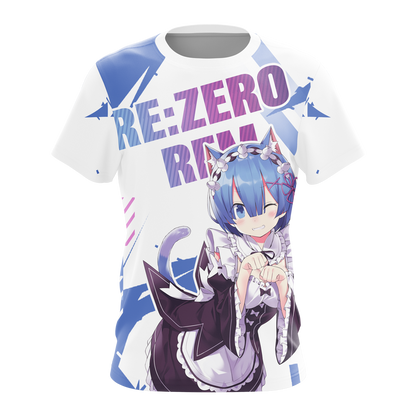 Rem Re:Zero All Over Print T-shirt Zip Hoodie Pullover Hoodie   
