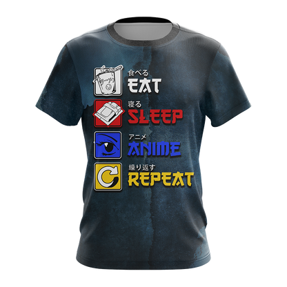 Eat Sleep Anime Repeat Unisex 3D T-shirt   