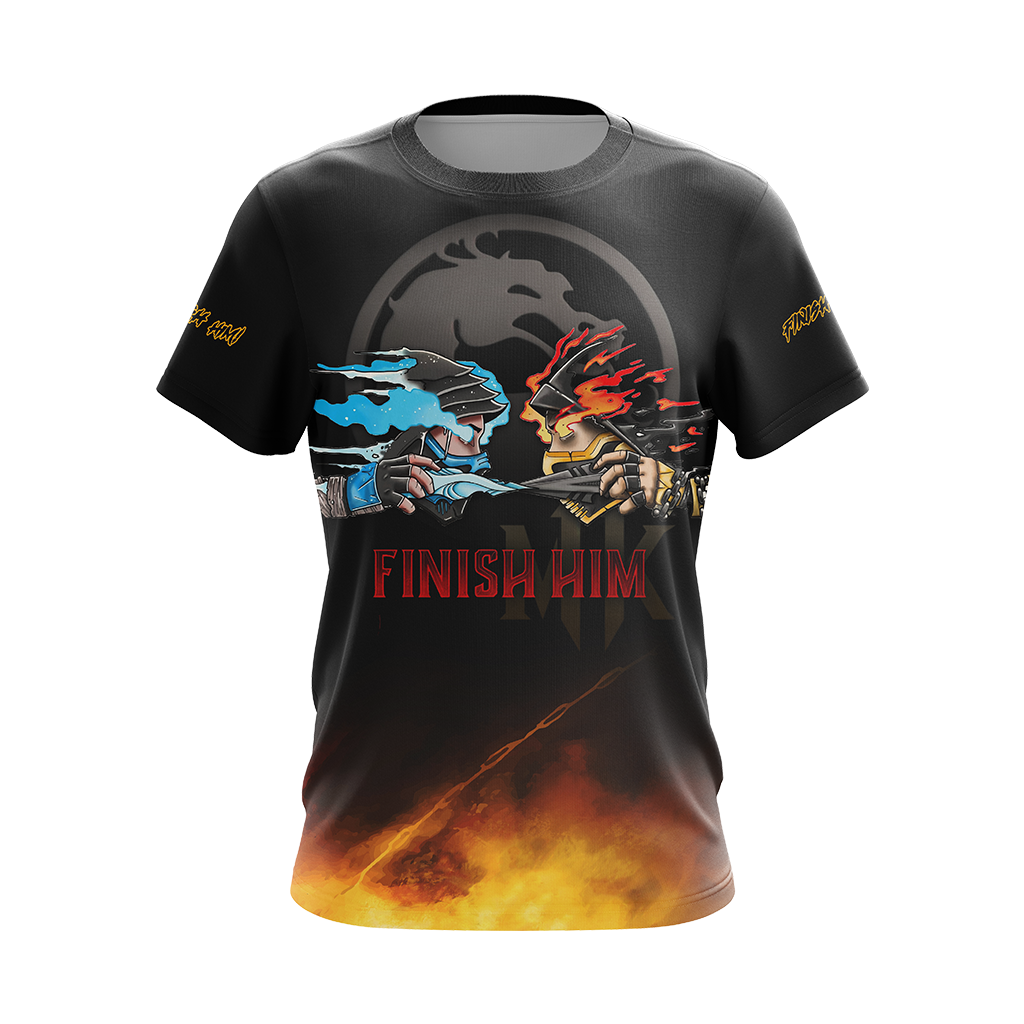 Mortal Kombat Scorpio And Sub Zero Finish Him Unisex 3D T-shirt   