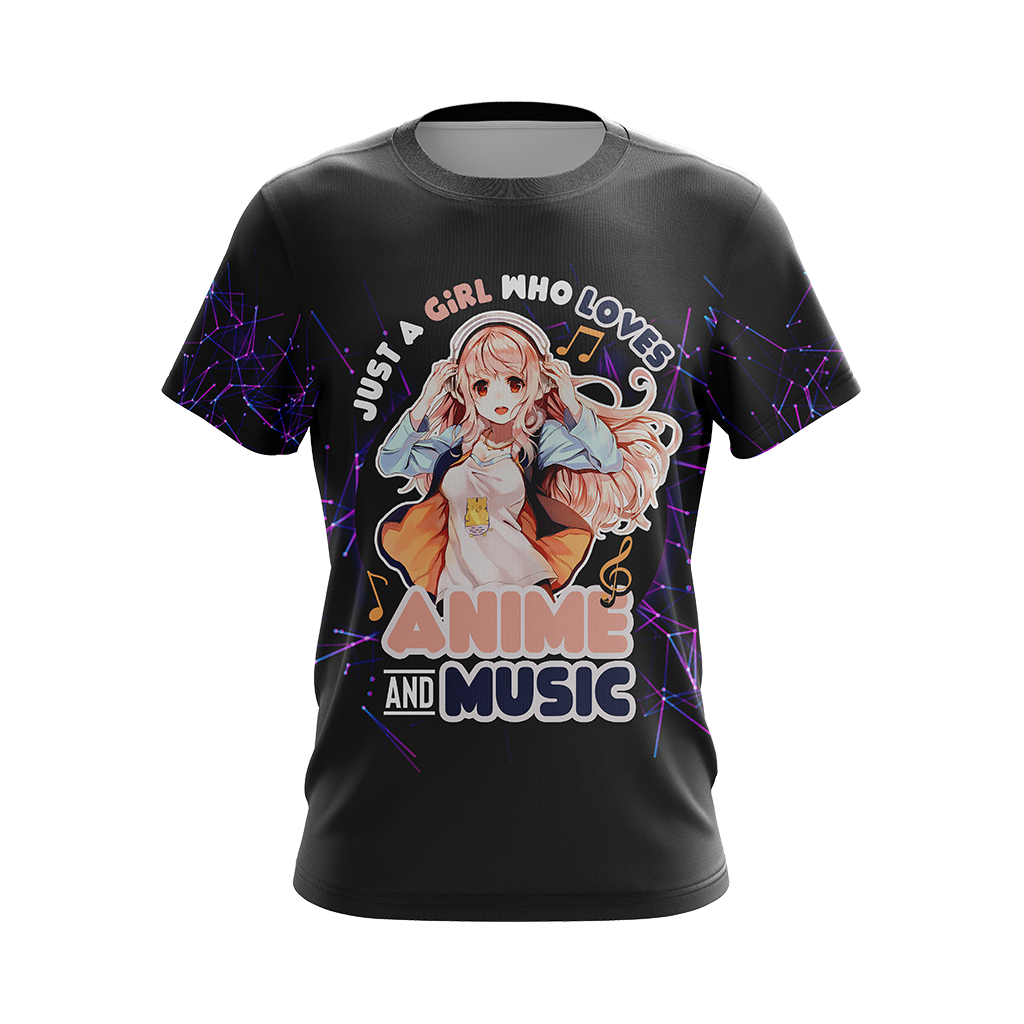 Just a girl who loves anime and music T-shirt Zip Hoodie Pullover Hoodie   