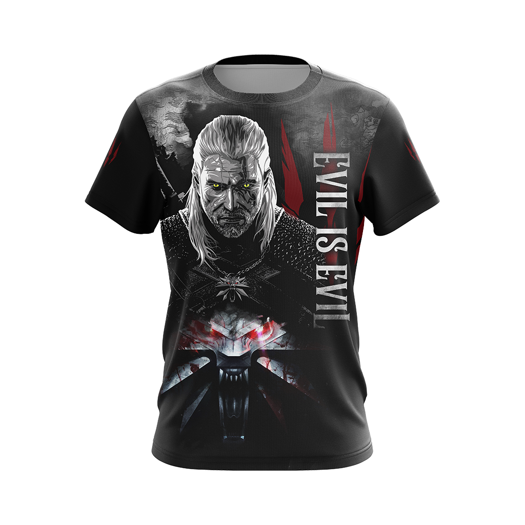 The Witcher - Geralt: "Evil Is Evil" Unisex 3D T-shirt Zip Hoodie   