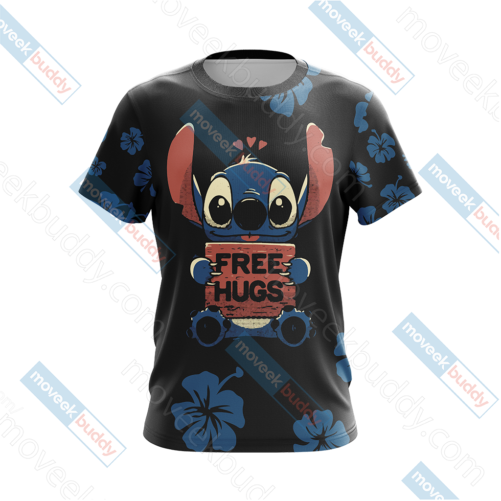 Stitch Loves Hugs Free Hugs Unisex 3D T-shirt   
