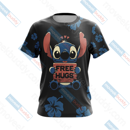 Stitch Loves Hugs Free Hugs Unisex 3D T-shirt   