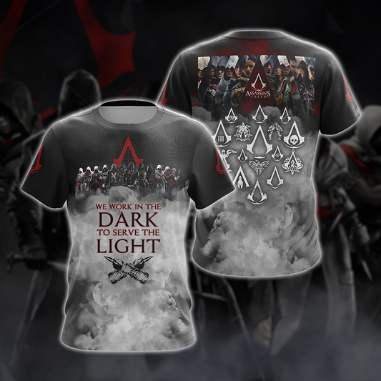 Assassin's Creed All Games Logos - We work in the dark to serve the light Unisex 3D T-shirt Zip Hoodie Pullover Hoodie T-shirt S 