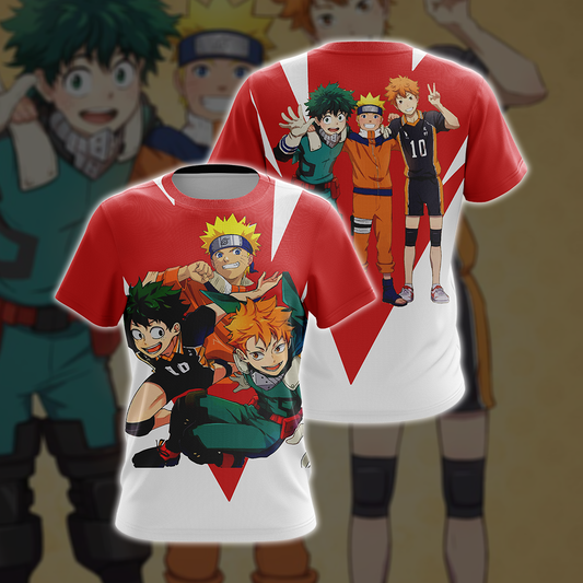 My hero academia x Naruto x Haikyuu Unisex 3D T-shirt   