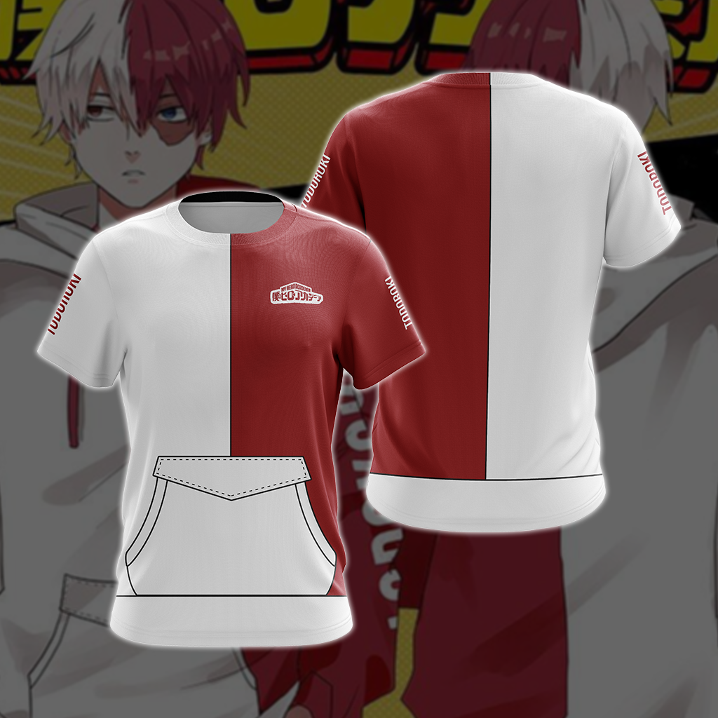 My hero Academia Shouto 3D T-shirt Zip Hoodie Pullover Hoodie T-shirt S 
